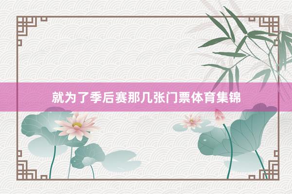 就为了季后赛那几张门票体育集锦