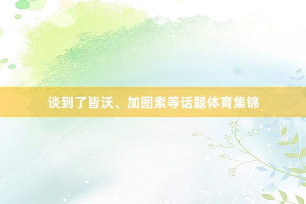 谈到了皆沃、加图索等话题体育集锦