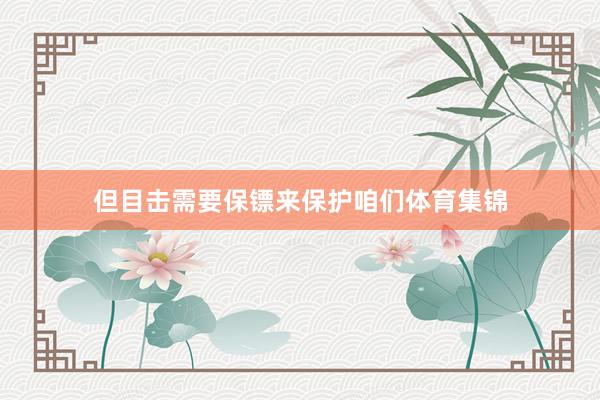 但目击需要保镖来保护咱们体育集锦