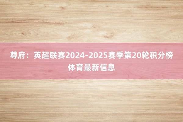 尊府：英超联赛2024-2025赛季第20轮积分榜体育最新信息