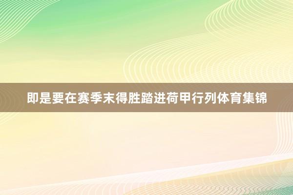 即是要在赛季末得胜踏进荷甲行列体育集锦