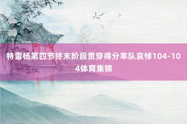 特雷杨第四节终末阶段贯穿得分率队哀悼104-104体育集锦