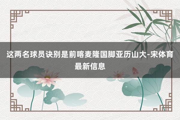 这两名球员诀别是前喀麦隆国脚亚历山大-宋体育最新信息